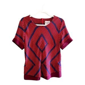 Sea New York Houndstooth Silk Blouse Size 6